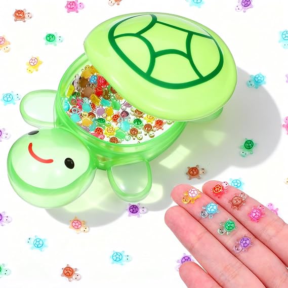 200Pcs Mini Resin Turtles with 1Pcs Large Turtle, Luminous Plastic Turtles Glow in the Dark for Miniature Landscapes, Aquarium Decorations