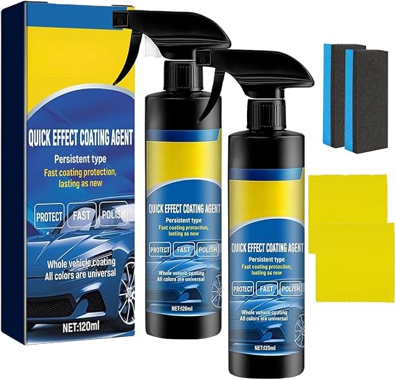 Advanced Car Quick-acting Coating Agent Spray, 2025 New Quick Effect Coating Agent for Car, 3 in 1 High Protection Quickly Car Coating Spray, Waterless Wash Coat Car Wax Polish Sprays (2 PCS)