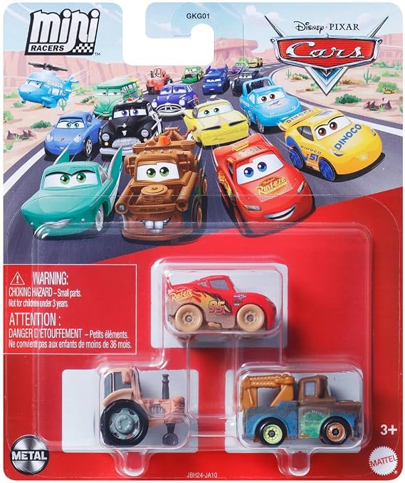 Mattel ディズニー ピクサー カーズ ミニ レーサー ゴーイン トラクター トリッピン 3個パック トラクター 泥だらけのライトニングマックィーン メイター ダイキャスト カーズ