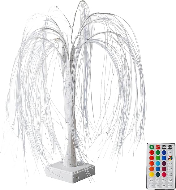60cm Illuminated Willow Tree, 60 LEDs Willow with Remote Control Dimming, Indoor Wicker Christmas Tree Lights Ornaments for Christmas Wedding Home Decoration