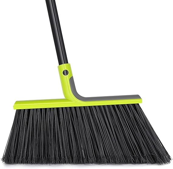 TidyBliss Outdoor Broom Heavy Duty, 143 cm Tall Commercial Soft Bristle Angle Brush for Sweeping Outside Patio Garden Porch Deck Shop Restaurant Garage House Lobby Hardwood Floors (Green)