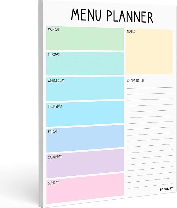 Weekly Meal Planner & Grocery Shooping List A4 8x11” Food Planner 52 Tear of Sheets for a Healthy Meal Plan - Meal Planning Pad for a Healthy Diet, Weight Loss or Tasty Menu Food for Family