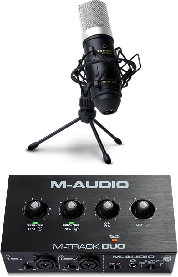 M-Audio Recording, Streaming and Podcasting Bundle – M-Track Duo USB Audio Interface and Marantz MPM-1000 Condenser Microphone