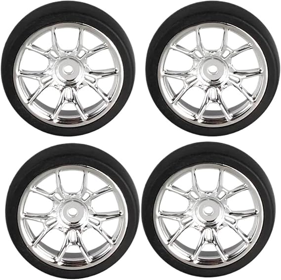RC Models Spare For LDRC AE86 A86 A86P For LD1803 LD1801 LD1802 LD1804 A01 A02 31mm RC Hard Drift Tire Wheel Hard Tyre 1/18 Modification RC Car Upgrade Parts 4pcs(Silver,Size 4)