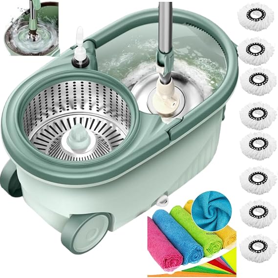 *NEW* SWISSPACK Revolving Spin Mop and Bucket White Pads Bundle (SPIN + PAD COMBO)