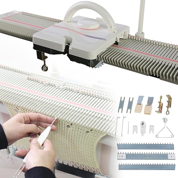 Automatic Knitting Machine Kit, Medium Gauge 6.5mm 150 Stitches Plastic Household Knitting Machine with Accessories Household Sewing Tool Set