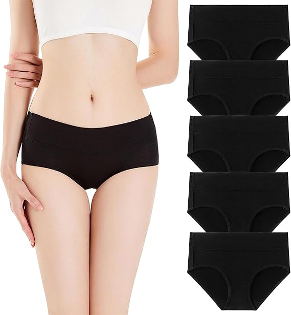 5 Pack Womens Cotton Knickers Soft Ladies Mid Rise Full Briefs Panties Underwear for Women Multipack