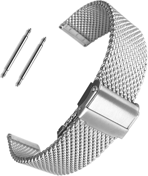 Metalik Gri Gümüş Kalın Hasır Çelik Saat Kordonu Kayış 20-22-24mm