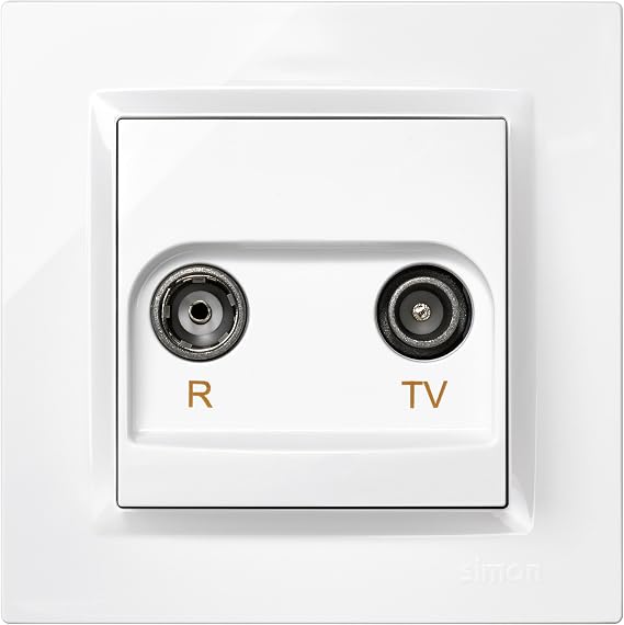 SIMON 10 – Final Socket Antenna TV and Radio, Wall Plug, White
