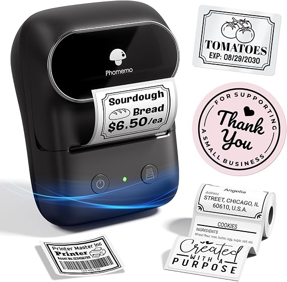 Phomemo M108 Label Maker Machine with Tape, 2 Inch Bluetooth Label Printer