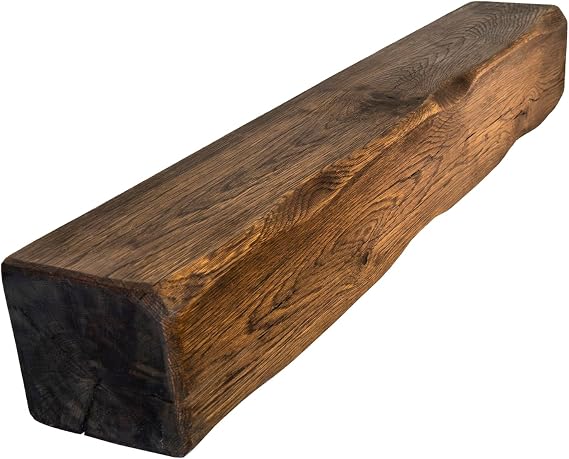 Genuine Solid Oak Beams for Fireplaces- Oak Floating Shelf for Home Decor- Rustic Shelves to Decorative Logs for Fireplace- Heavily Worked- Beam Size(90x15x15) Cm