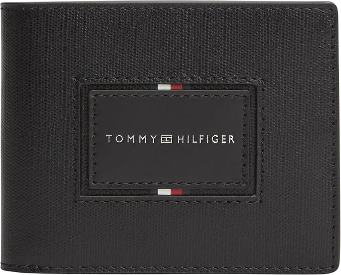 Tommy Hilfiger Men Th Foundation Mini Cc Wallet AM0AM14505 Bifold Wallet, Black, One Size