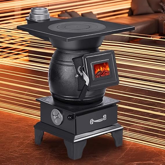 Wood-Burning Stove, Smokeless Cooker for Indoor Heating and Outdoor Camping