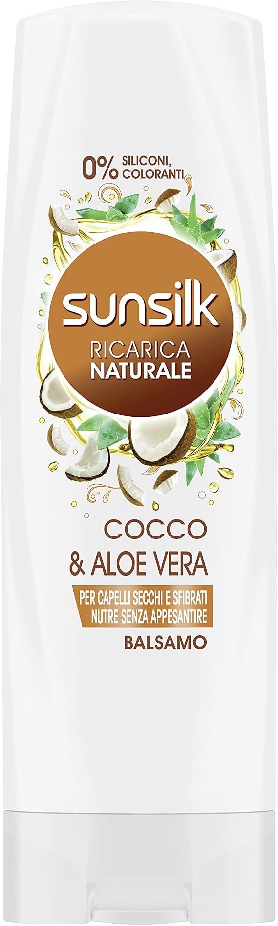 Sunsilk Natural Refill Power Conditioner Anti-Double Ends Coconut & Aloe Vera for Dry Hair, Maxiformat, 12 x 200 ml