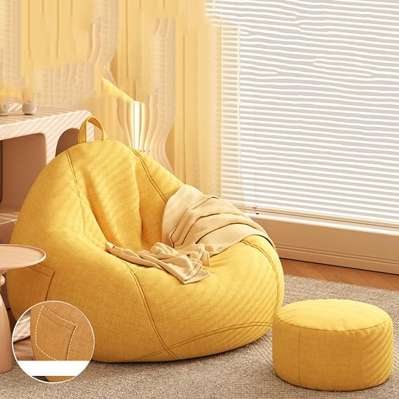 Bean Bag Chair Bean Bag Lazy Sofa with High Rebound Memory Foam Bean Bag Chairs for Adults Plush Lazy Sofa with Fluffy Sponge Fireside Bean Bag Couch Bean Bag Floor Cushion for Bedroom College Dorm