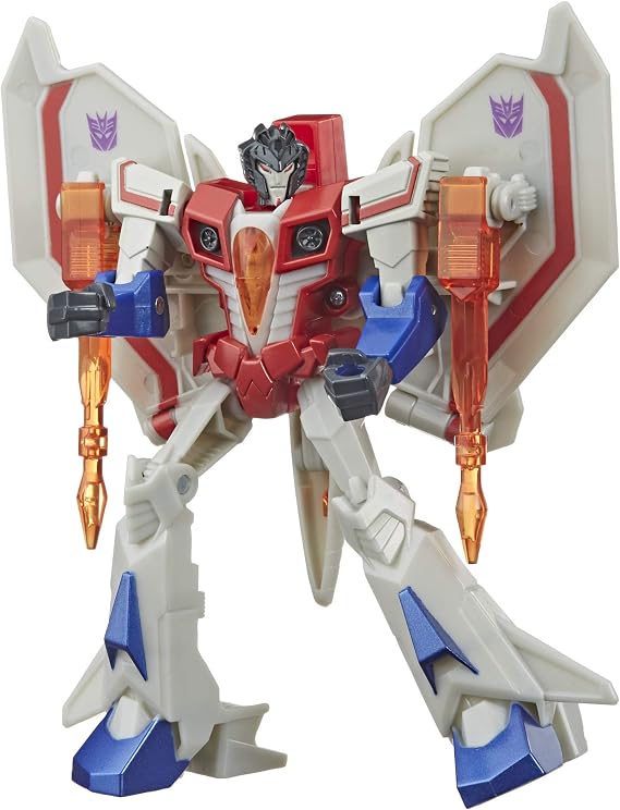 Hasbro Transformers Bumblebee Cyberverse Adventures Action Attackers Warrior Class Starscream Action Figure, Starseeker Missile Move, 5.4-inch,Blue,grey,red