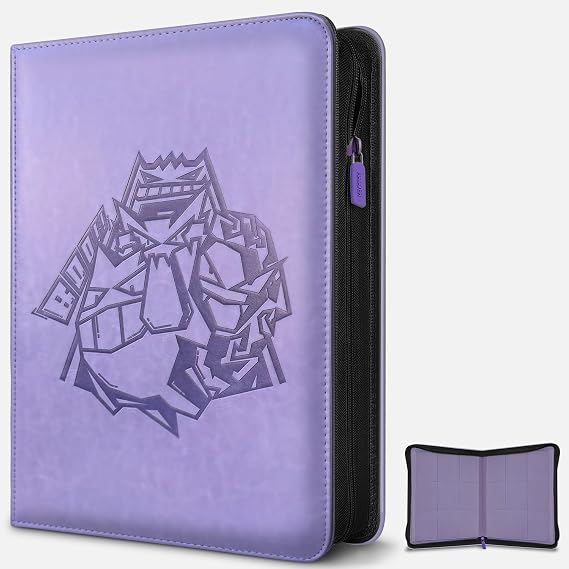 9 Pocket Card Binder for Pokemon, 360 Trading Cards, Label Slot (Purple)
