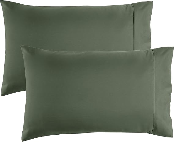 Bedsure Pillow Covers 2 Pack - Olive Green Soft Pillowcases, 50x75 cm