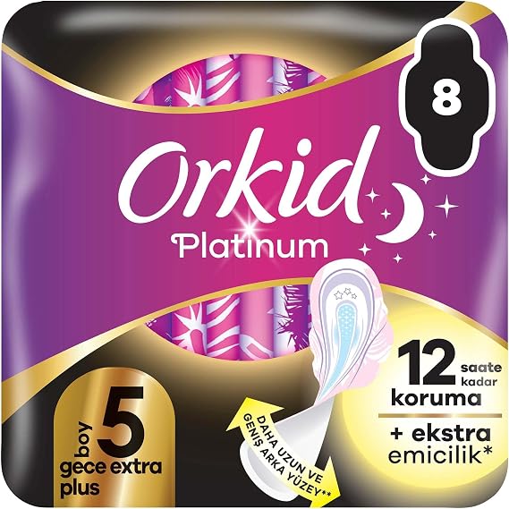 Orkid Platinum Gece Ekstra Plus (Boy 5) 8 Adet Hijyenik Ped