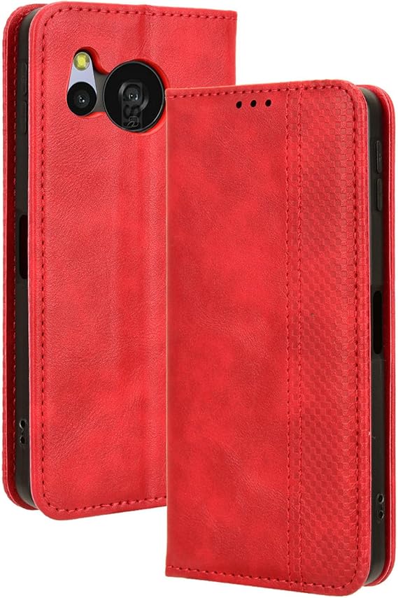 Case Compatible with Sharp Aquos Sense8, PU Leather flip Cover Compatible with Sharp Aquos Sense8 SHG11 SH-54D Phone Case red