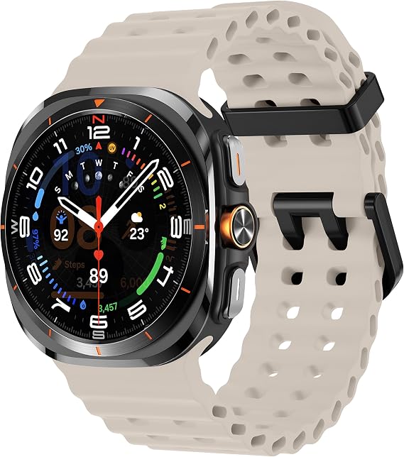 Teknoft Samsung Galaxy Watch Ultra 47mm ile Uyumlu Delikli Model Ocean Loop Yumuşak ve Hafif Silikon Kordon