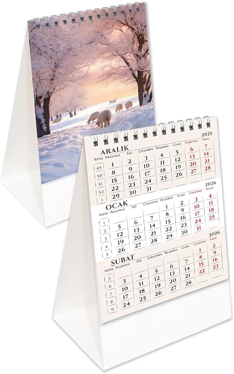 2026 Mevsimler Piramit Masa Takvimi Dikey Masaüstü Takvim 12x19,5 cm