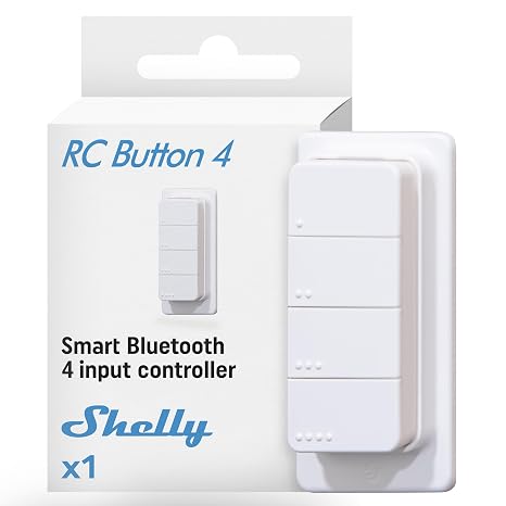 Shelly BLU RC Button 4 Bluetooth Remote Control with Magnetic Holder Scene Activation Easy Control Multi-Click Action Trigger Beacon Mode Alexa & Google Bluetooth Gateway Required