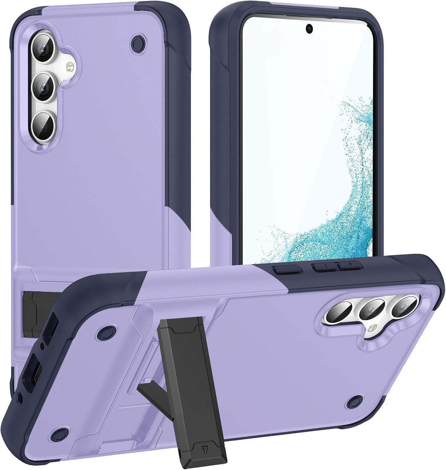 バックカバー 落下防止 スマホケース 隠しスタンド 超薄型 指紋防止 Samsung Galaxy Sシリーズ 携帯電話モデル S23 S22 S21 S20 S10 Ultra Plus FE用 パープル、S21 Plus