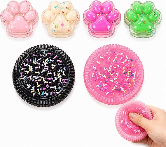 6 PCS Taba Squishy Biscuit Mochi Squishy, Taba Squishy Paw Cat Set with Four Mini Paw Squishies Sets for Relaxation