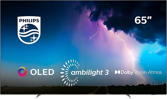 Philips Ambilight 65OLED754/12 TV 65-Inch OLED Smart TV (4K UHD, P5 Perfect Picture Engine, Dolby Vision, Dolby Atmos, HDR 10+, Saphi Smart TV, Alexa Built-In) Black (2019/2020 Model)