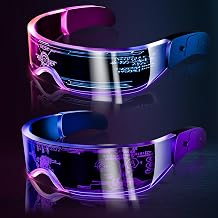 Tanganan 2pcs LED Visor Glasses, LED Light Up Glasses Neon Luminous Glasses 7 Color 5 Modes Cool LED Glasses for Adult
