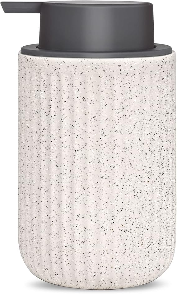 Cylindrical Foam soap Dispenser Pump Bottle for Kitchen, Bathroom countertops and Sink 400ml (13.5oz White)