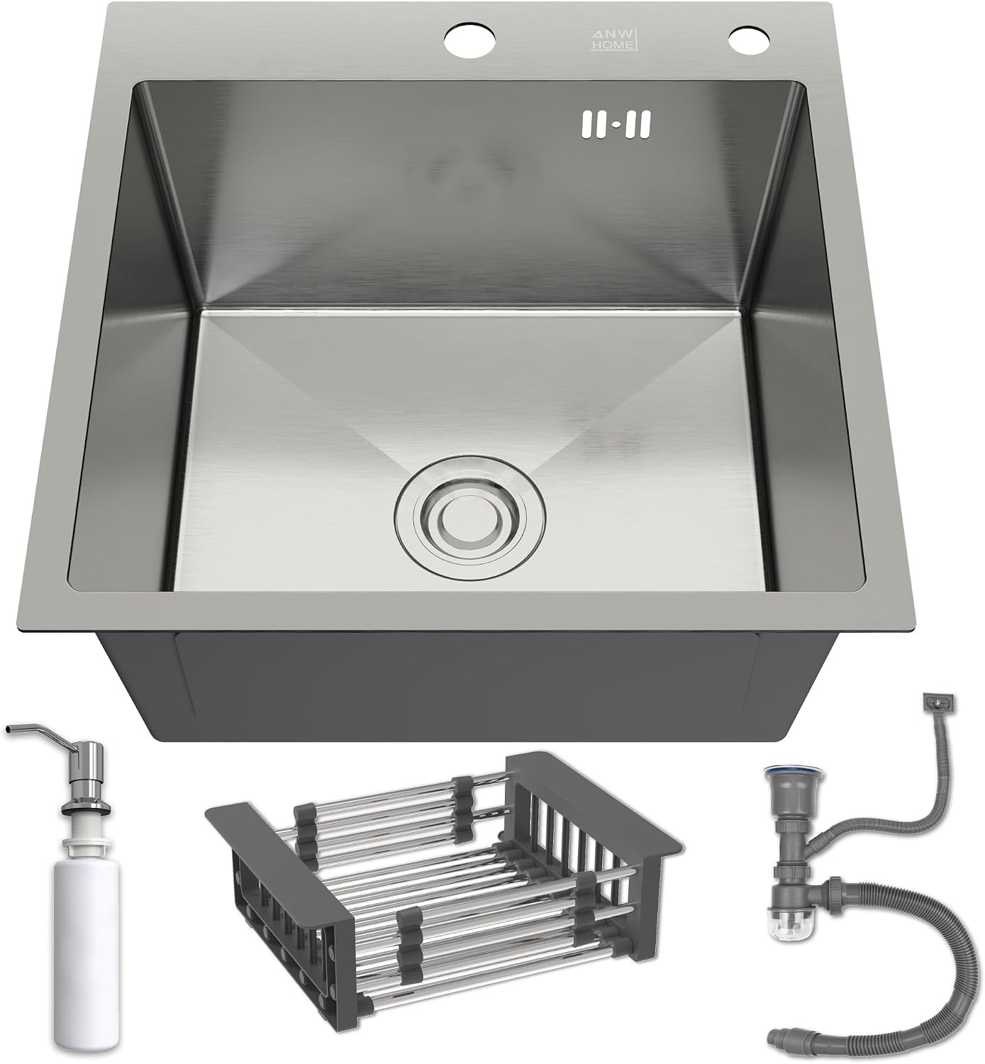 Single-bowl kitchen sink INOX 50 x 50  siphon dispenser