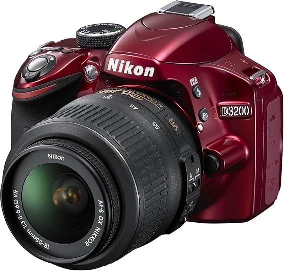 Nikon D3200 24.2 MP CMOS DSLR 18-55mm f/3.5-5.6 AF-S DX VR NIKKOR Zoom Lens Red
