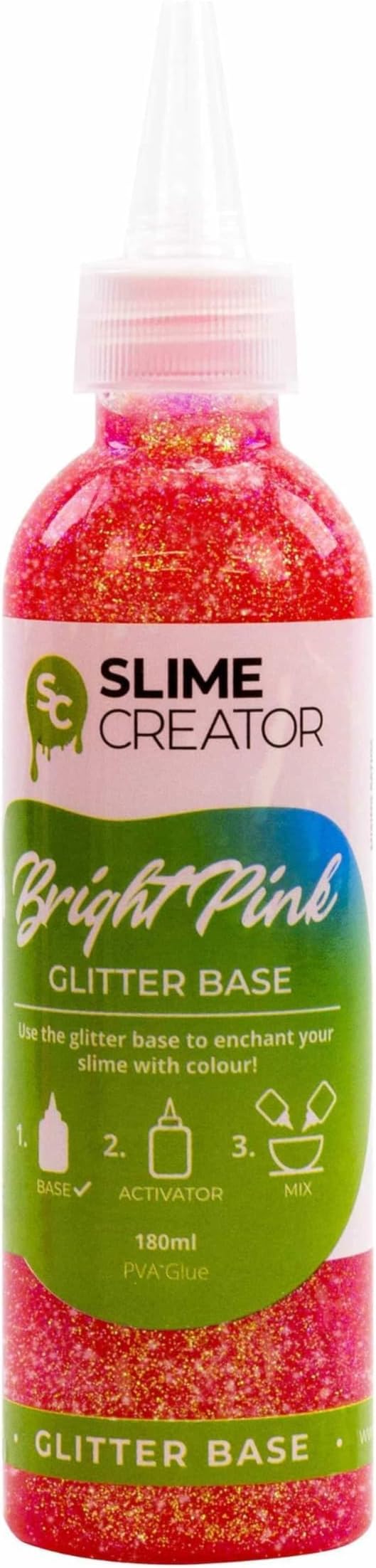 Glitter Base - Bright Pink | 180ml Easy-Pour Bottle | Safe & Tested for Slime Making