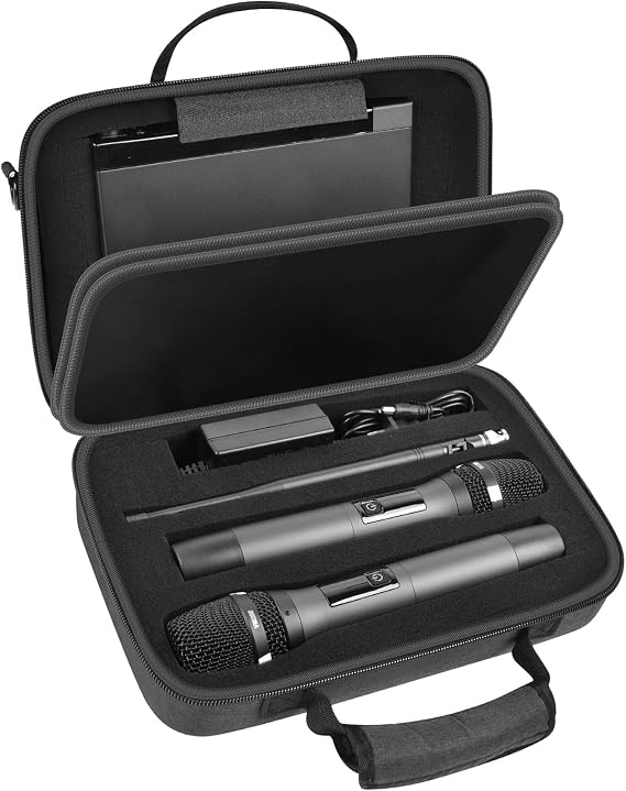 Wireless Microphone Case for JBL, Tonor, Shure and Bieterun; Two DIY Systems, Adaptive Foam, Black