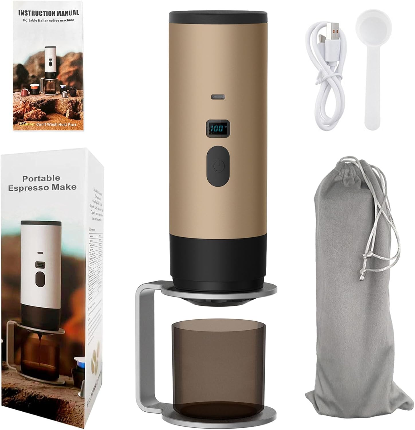 Compacts Electric Capsuled Coffee Espresso Machine 90°C Auto Heating Technology USB Rechargeable For Mobile Lifestyle Portable Espresso Machine For Camping