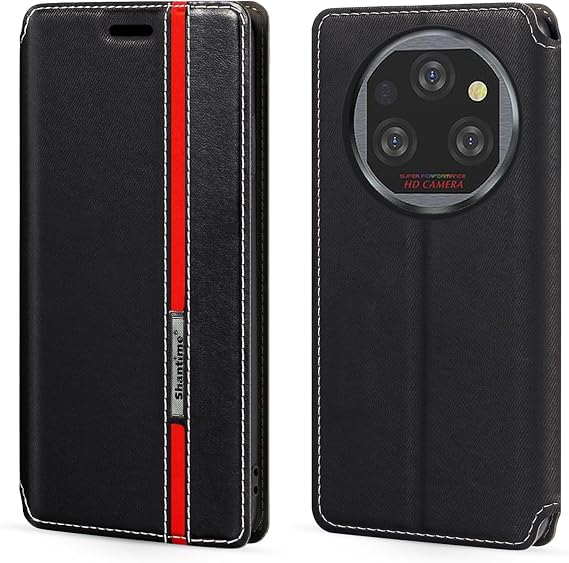 Oukitel WP39 Pro 5Gと互換性がある フリップレザーケース - ブラック