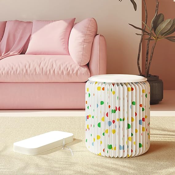Collapsible Stool, 32/36cm Portable Folding Kraft Paper Stool, Honeycomb Design Round Foot Stools for School Living Dining Room(Height 44cm)
