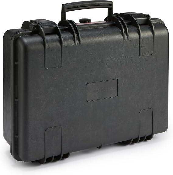 Amazon Basics Portable Protective Hard Case Medium for Cameras, Drones, Lenses and Accessories, Adjustable Foam, Waterproof, Shock Resistant, 43.7 x 37 x 16.8 cm, Black, Solid