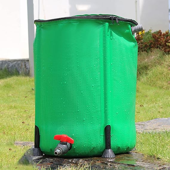 Efficient Portable Rainwater Tank - 50 Gallon Water Butt with Filter Spigot & Overflow Kit - Ideal Rain Collection System for Gardening & Watering Plants