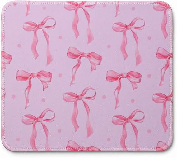 Premium Mouse Mat, Cute Pink Mouse Pad with Waterproof Surface and Non-Slip Rubber Base, Stitched Edges Gaming Mousepad for Office Home Desk, 26 x 21 cm Small Desk Mat for Women Kids