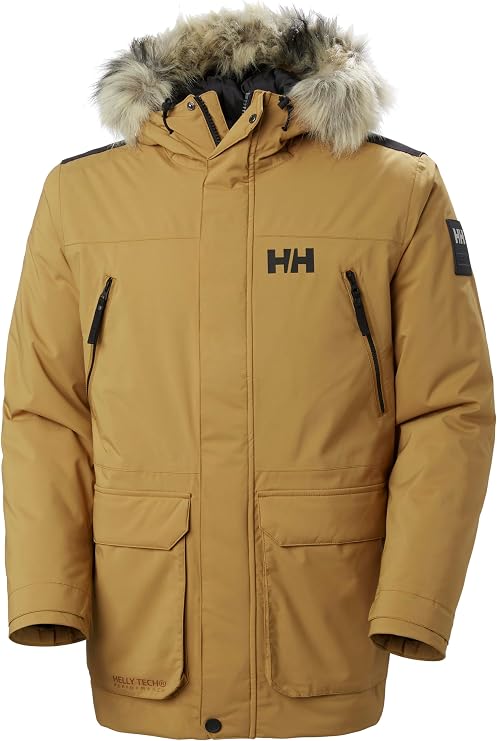 Helly Hansen Men's Winter Parka Yellow Anorak Straight Hood Coat