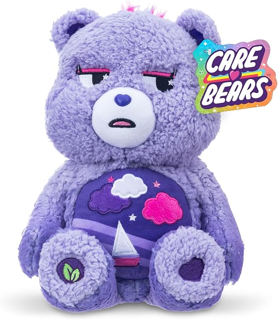 Basic Fun Care Bears 35cm Medium Plush – Stormy Heart Bear Cosy Collection – Super Soft Eco-Friendly Toy with Belly Badge – Huggable Collectible for Kids & Fans, 14", Purple