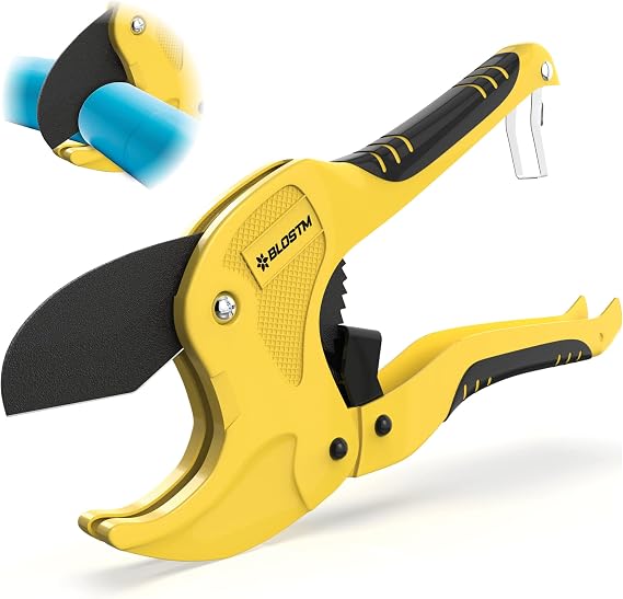 BLOSTM Plastic Pipe Cutter - Heavy Duty Ratchet Pipe Cutters (Yellow)
