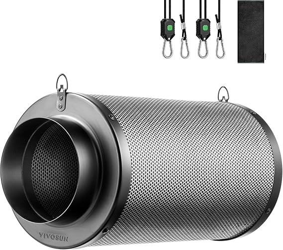 VIVOSUN 4" Pro Carbon Filter & Pre Filter for 264 CFM Inline Fan, Black