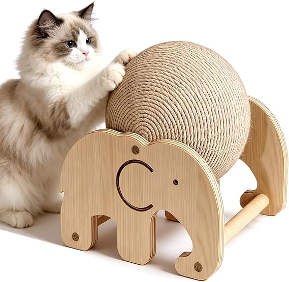 1PC Cat Scratcher Ball, Cat Scratching Board Cardboard Sisal Rope Cat Scratchers on Stand Ball Hanging Toy for Indoor Cats Kitten Play Exercise