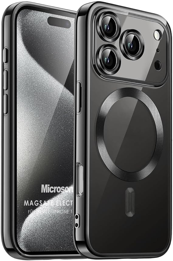 Microsonic Apple iPhone 18 Pro için Kılıf MagSafe Luxury Electroplate Siyah [iPhone 18 Pro ile Uyumlu Kılıf - Siyah]