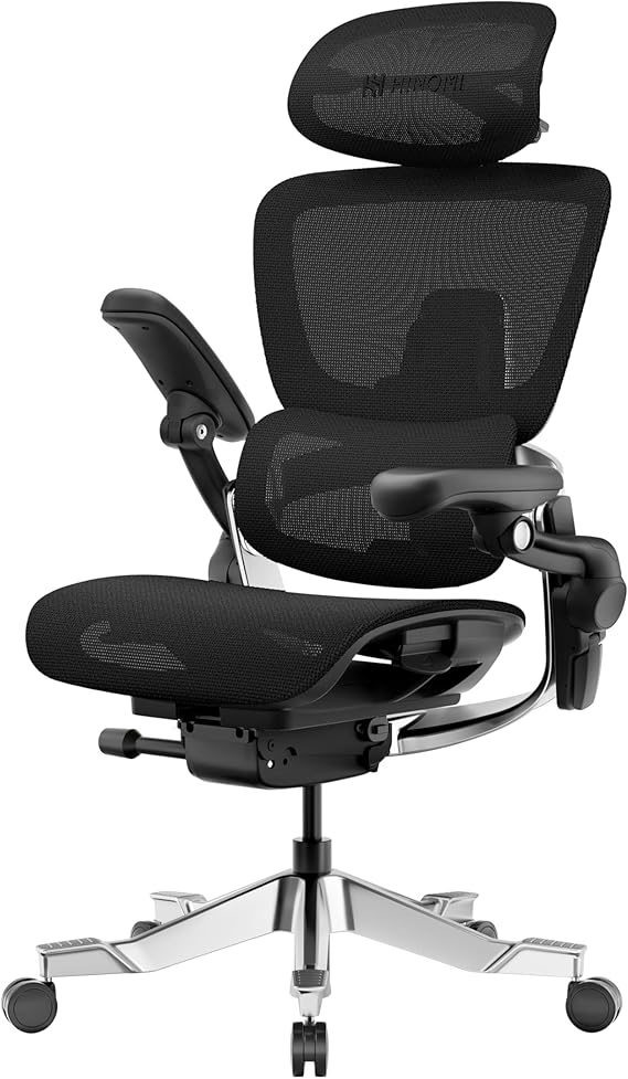 HINOMI H2 Pro Office Chair Ergonomic Lumbar Support Adjustable Headrest and Armrests 150 kg Load Capacity Breathable Mesh Swivel Chair for Home and Office Ergonomic Desk Chair (Black)
