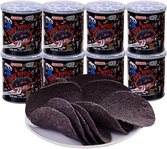 Malaysian Mama Ghost Pepper Chips, Rich & Crispy, Extremely Spicy, Crispy and Fragrant Potato Chips, Confectionery, Snack Confectionery, chips, Potato Chips, 1 Million Spiciness Level Chips, Black